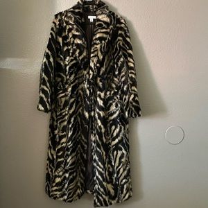 Topshop faux fur zebra floor length coat